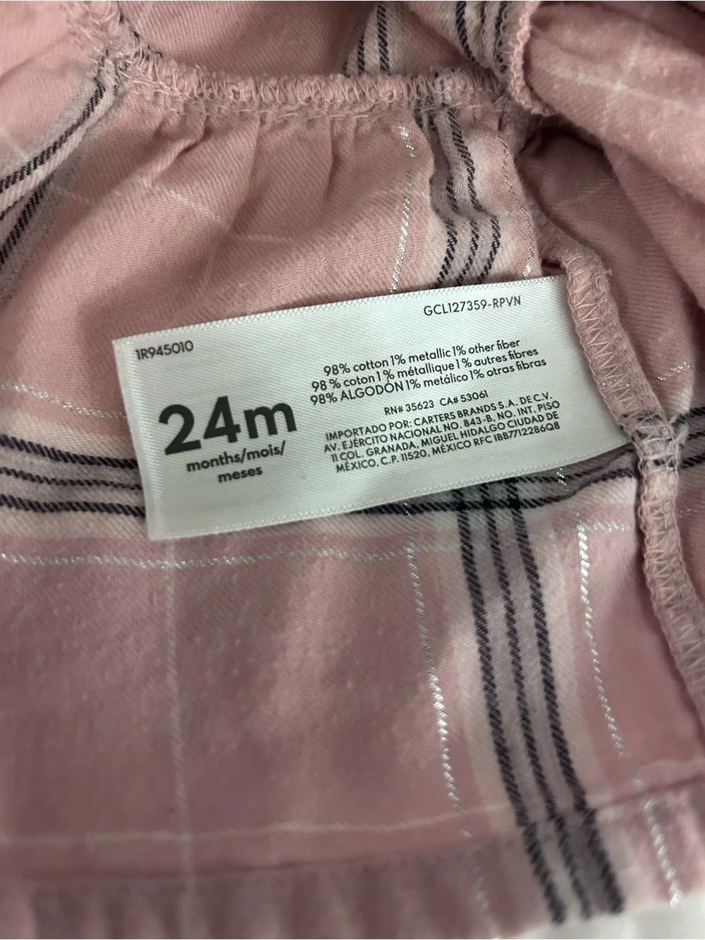 Carters Pink Plaid Ruffle Set with Matching Bloomers. Size 24M